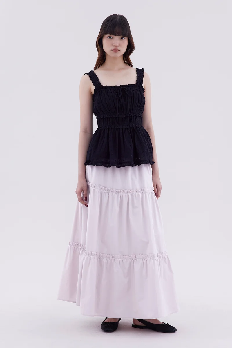 The Editor's Market Varena Ruffle Trim Ruch Waist Top