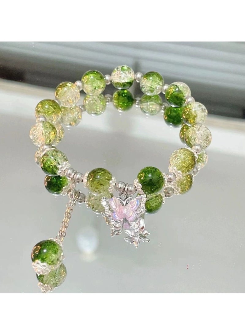 Goolsky Fairycore Butterfly Beaded Bracelet for Women | Colorful Glass Beads Hand-Strung Jewelry | Sweet Gift for Best Friends - Image 1