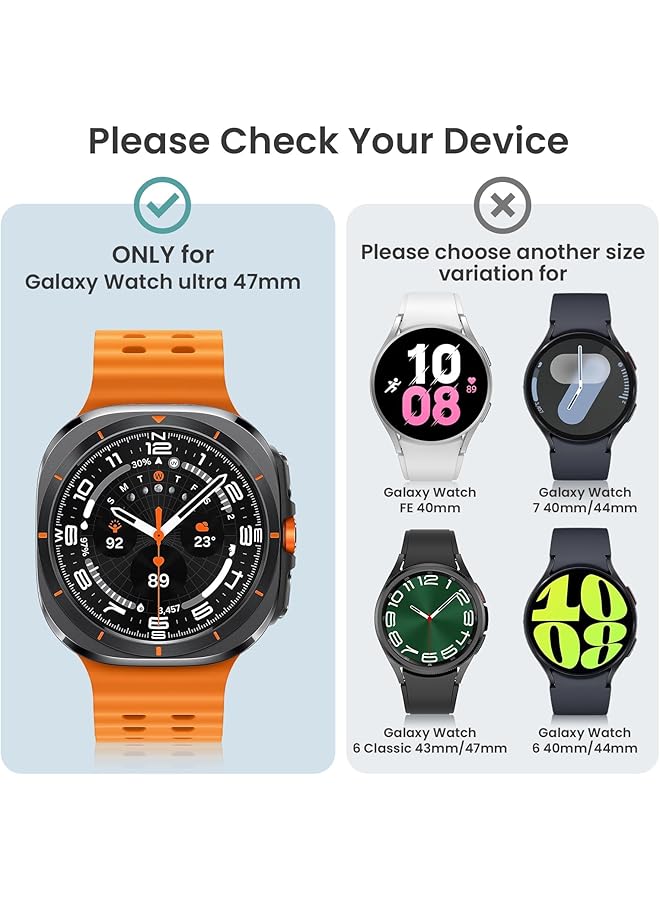 erorex 2Pack For Samsung Galaxy Watch 7 Ultra 2024 Screen Protector Case 47Mm Accessories Protective Face Cover For 47 Mm Hard Bumper Built In Tempered Glass Film For Women Men  - Image 2