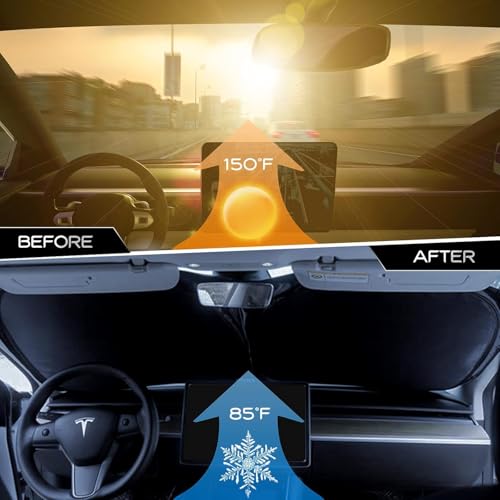 VANITYA Polyester Car Sun Shade Windshield Cover,Windshield Sun Shade for Car Front Window Sun Protection&Heat Insulation Foldable UV Protection & Reduce The Temperature,Protect Interior&Keep Cooling - Image 2