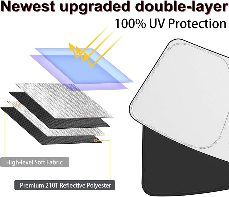 VANITYA Polyester Car Sun Shade Windshield Cover,Windshield Sun Shade for Car Front Window Sun Protection&Heat Insulation Foldable UV Protection & Reduce The Temperature,Protect Interior&Keep Cooling - Image 4
