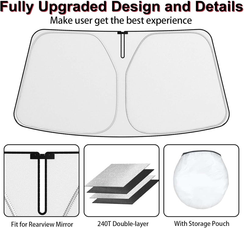 VANITYA Polyester Car Sun Shade Windshield Cover,Windshield Sun Shade for Car Front Window Sun Protection&Heat Insulation Foldable UV Protection & Reduce The Temperature,Protect Interior&Keep Cooling - Image 5