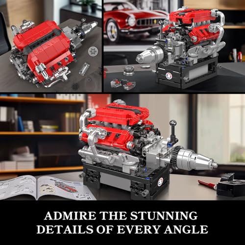 Mould King 10204 V8 Engine Model Kit That Works Car Engine Replica Build Blocks Set Buildable Model for Display Gift for Car Lover 750 Pcs - Image 5