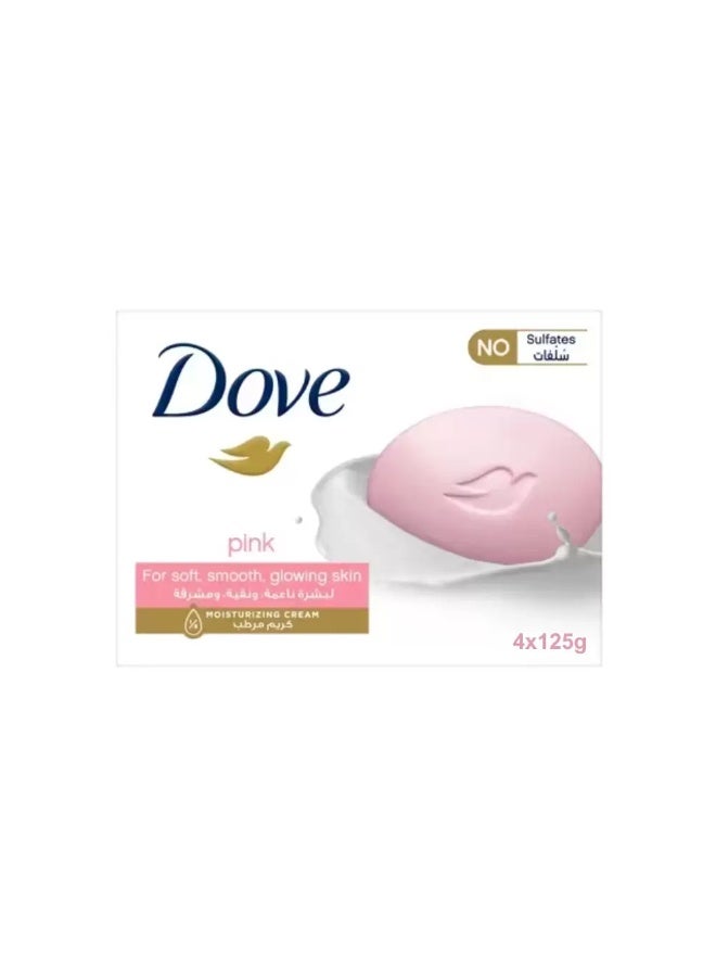 Dove صابون دوف الوردي لنعومة البشرة وتألقها - 4X125 جرام - Image 1