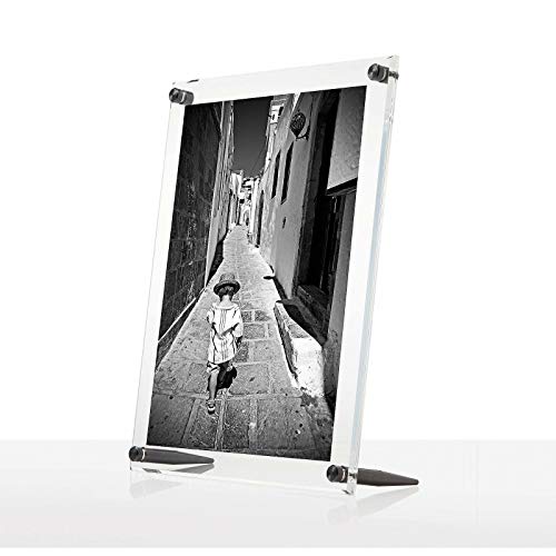 Wexel Art 8x10" Clear UV Grade Acrylic Tabletop Floating Picture Frame Display with Graphite Hardware for Art and Photos - Image 1