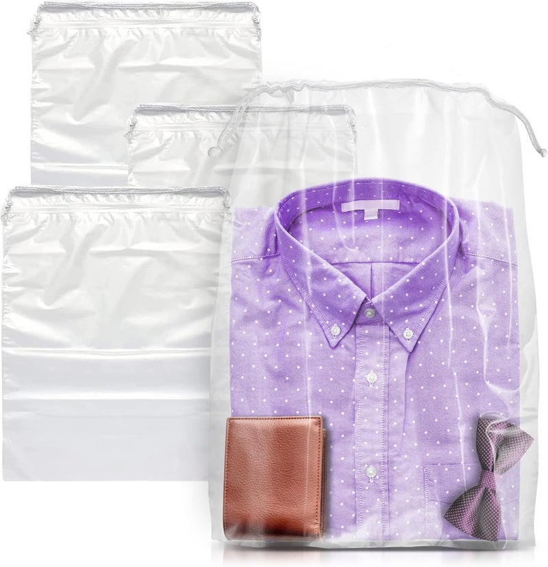 APQ Supply Disposable Drawstring Bags PE 2 Mil with Double Cotton Drawstrings - Image 1