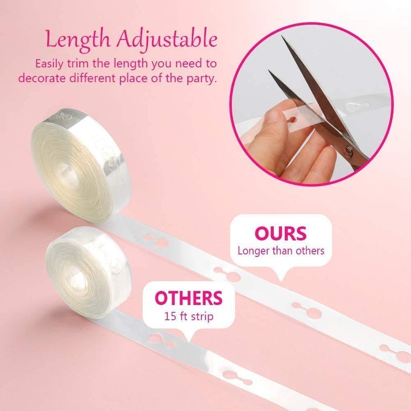 TOYXE Plastic Balloon Arch Garland Decorating Set Include Reusable Arch Strip Glue Dot And Flower Clips No Balloons White Pack of 8 - Image 4