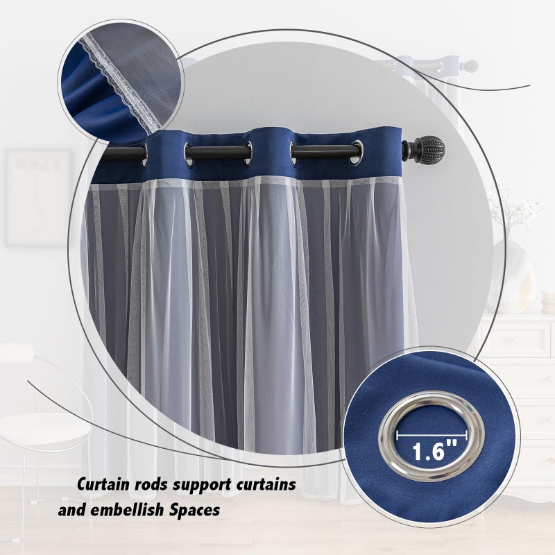 Anytime Home Curtains Blackout and Sheer Layered Solid Window Curtain Panel Pair with Grommet Top, 52Wx63L,Navy Blue - Image 3