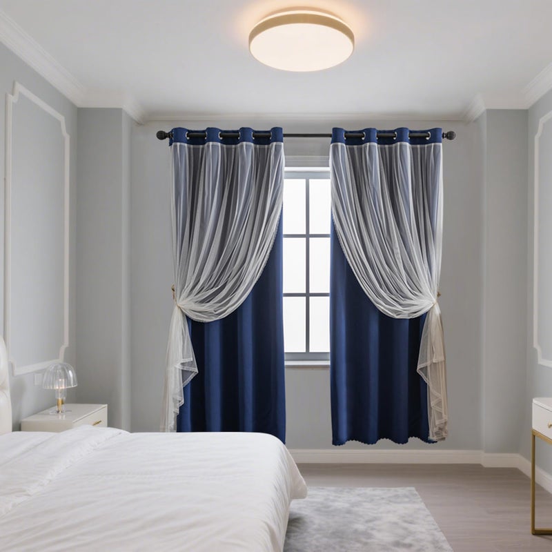 Anytime Home Curtains Blackout and Sheer Layered Solid Window Curtain Panel Pair with Grommet Top, 52Wx63L,Navy Blue - Image 5