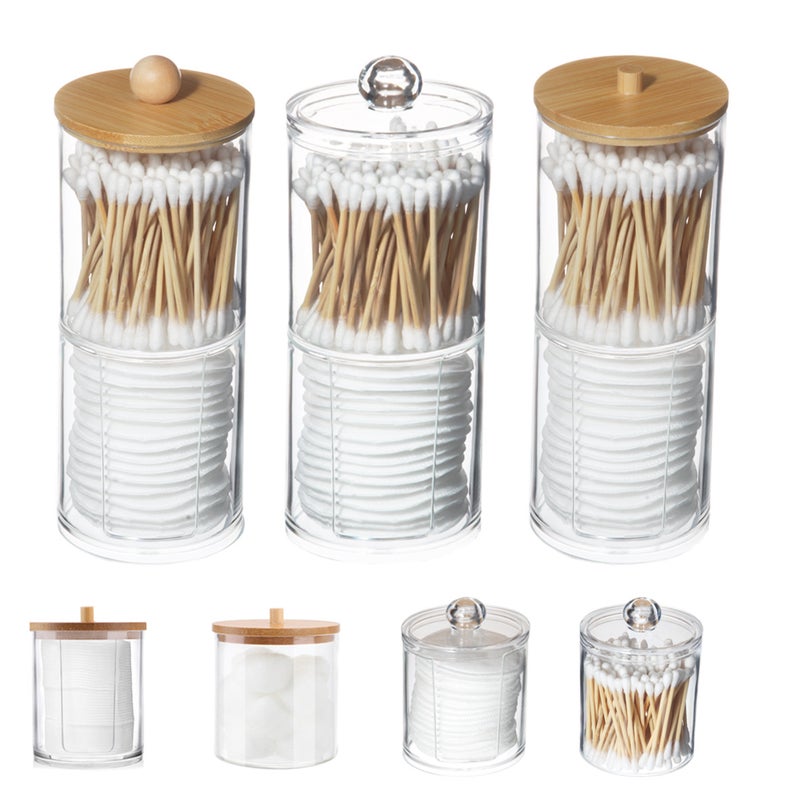 Acrylic Portable Round Container Cosmetic Cotton Powder Puff Storage Box Cotton Swab Makeup Remover Cotton Overlay Storage Box - Image 2