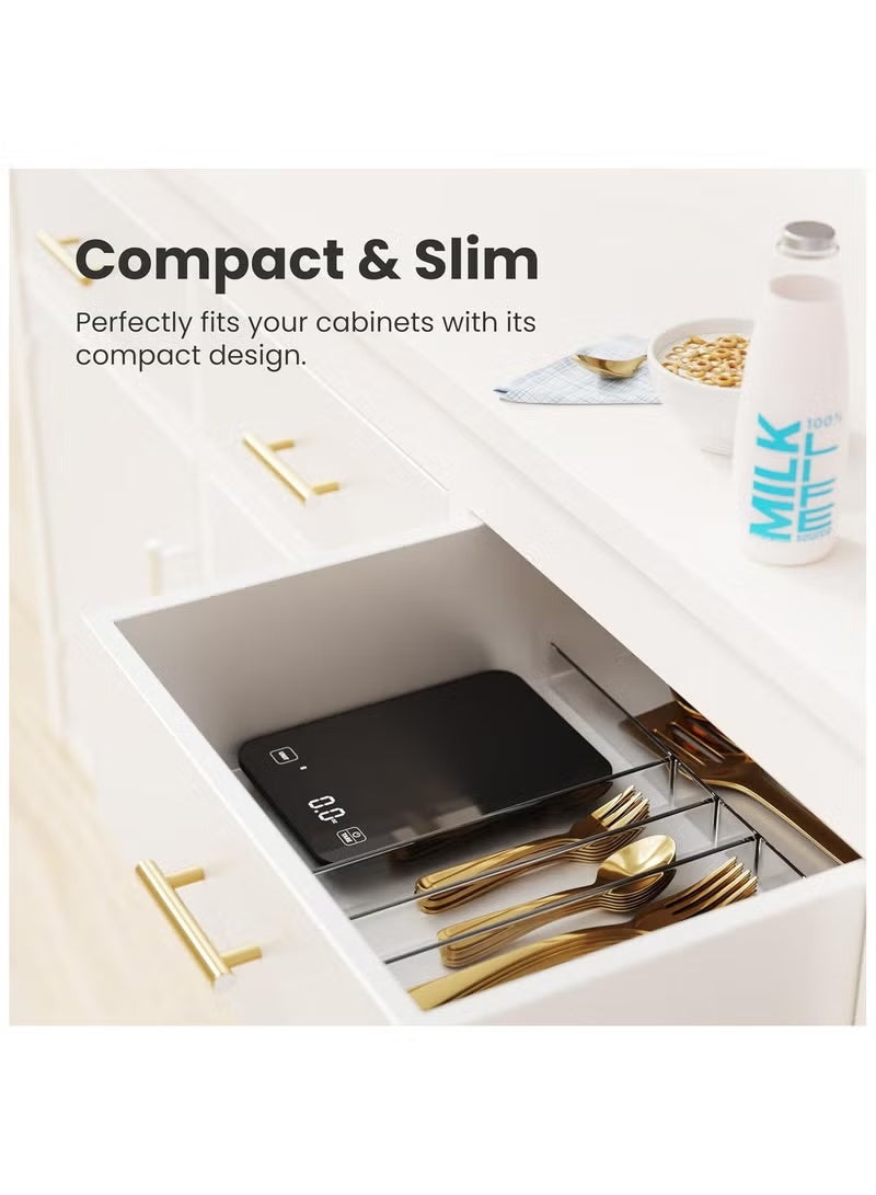 معجب ميزان مطبخ رقمي، ميزان طعام ذكي مع تطبيق حاسبة غذائية ووظيفة الوزن الصافي للأنظمة الغذائية، الكيتو، الماكرو، السعرات الحرارية والطهي (جرام/أونصة) - Image 4