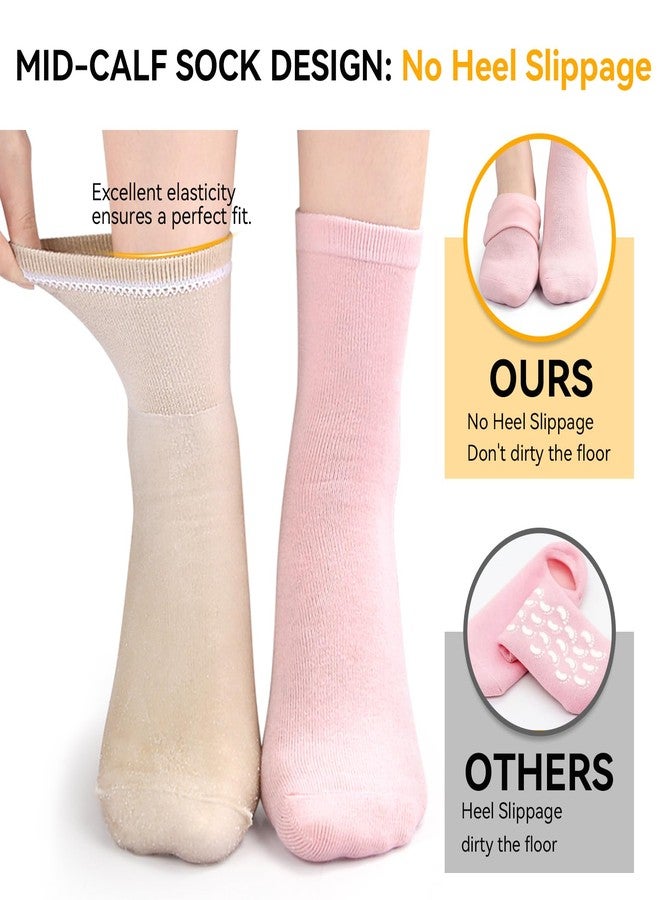 ESUOHYM Moisturizing Socks 2 Pairs Ankle Above Silicone Socks for Dry Cracked Feet One Size Pink and Beige- Self Care Gifts for Women - Image 5