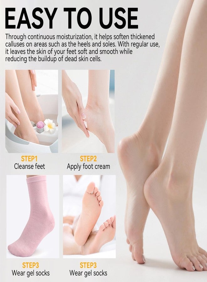 ESUOHYM Moisturizing Socks 2 Pairs Ankle Above Silicone Socks for Dry Cracked Feet One Size Pink and Beige- Self Care Gifts for Women - Image 3