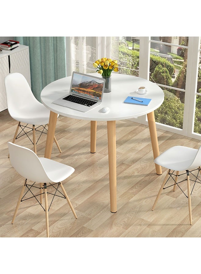 Generic Dining Table, Small Table with Wooden Legs for Kitchen Dining Room, Simple Leisure Side Coffee Table for Small Room, 80 * 80cm  (Round)  - Image 1