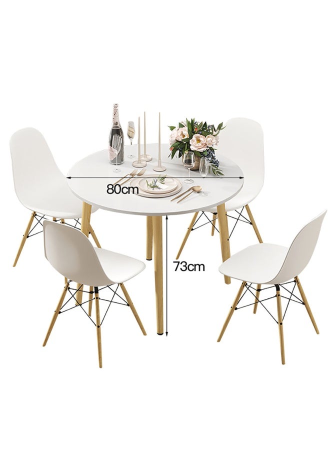 Generic Dining Table, Small Table with Wooden Legs for Kitchen Dining Room, Simple Leisure Side Coffee Table for Small Room, 80 * 80cm  (Round)  - Image 2