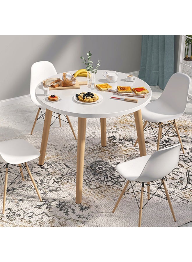 Generic Dining Table, Small Table with Wooden Legs for Kitchen Dining Room, Simple Leisure Side Coffee Table for Small Room, 80 * 80cm  (Round)  - Image 4
