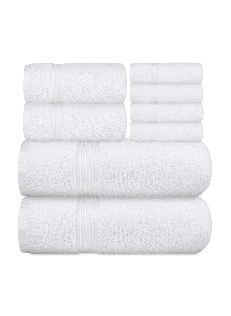 Bliss Casa Bliss Casa 8 Piece Towel Set; 2 Bath Towels, 2 Hand Towels and 4 Washcloths - 550 GSM 100% Combed Cotton Quick Dry Highly Absorbent Thick Bathroom Towels - Soft Hotel Quality for Bath and Spa