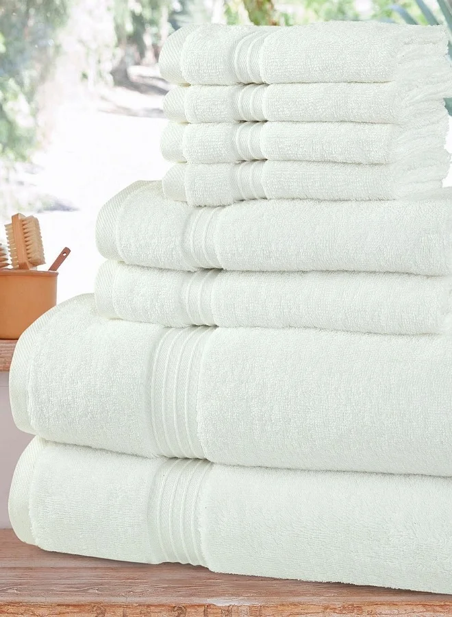 Bliss Casa Bliss Casa 8 Piece Towel Set; 2 Bath Towels, 2 Hand Towels and 4 Washcloths - 550 GSM 100% Combed Cotton Quick Dry Highly Absorbent Thick Bathroom Towels - Soft Hotel Quality for Bath and Spa