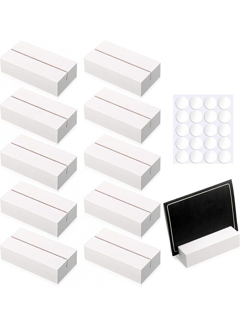 Aikanbo 10-Pack Wooden Seat Card Holders，Black Wooden Table Number Holder，Name Seat Card Holder，Event Party Tabletop Sign Holder，Wedding and Birthday Photo, Picture and Postcard Holder (White，2.5*8*1.5cm) - Image 1