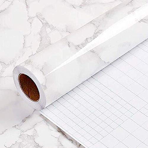 Yancorp 24x10ft White Gray Contact Paper Peel and Stick Wallpaper Marble Removable Wallpaper Pull and Stick Countertops Self-Adhesive Backsplash for Cabinets(White Gray, 24"x120") - Image 1