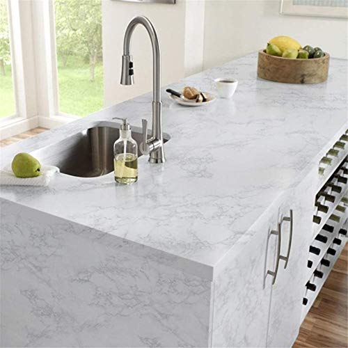 Yancorp 24x10ft White Gray Contact Paper Peel and Stick Wallpaper Marble Removable Wallpaper Pull and Stick Countertops Self-Adhesive Backsplash for Cabinets(White Gray, 24"x120") - Image 4