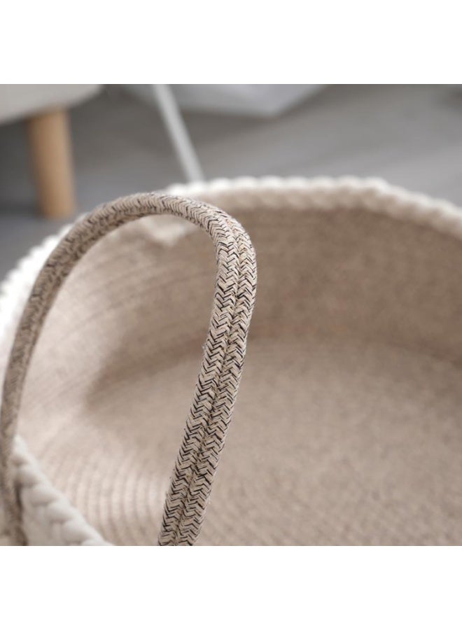 Baby Changing Basket with Removable Mattress, Handmade Woven 100% Cotton Rope Nursery Boho Moses Basket, Baby Shower Bassinet Changing Table Topper, 70x41x13CM (Coffee White) - Image 4