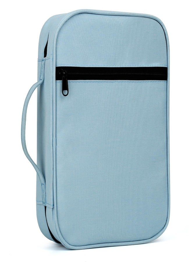 GERMUN Bible Cover with Durable Handle, Carrying Book Case Church Bag Bible, Protective with Zippered Pocket, Bible Study Accessories Supplies, Book Protector for Book Lovers, BlueBlack - Image 1