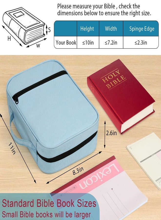 GERMUN Bible Cover with Durable Handle, Carrying Book Case Church Bag Bible, Protective with Zippered Pocket, Bible Study Accessories Supplies, Book Protector for Book Lovers, BlueBlack - Image 2