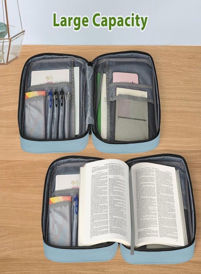 GERMUN Bible Cover with Durable Handle, Carrying Book Case Church Bag Bible, Protective with Zippered Pocket, Bible Study Accessories Supplies, Book Protector for Book Lovers, BlueBlack - Image 3