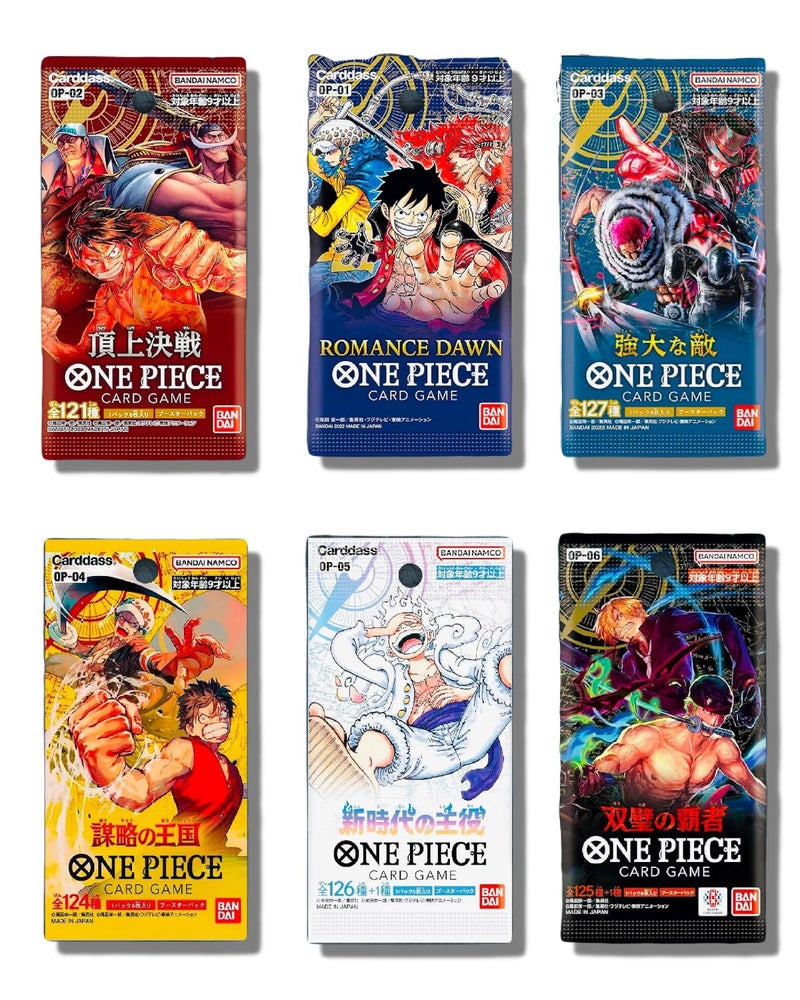 Slabs of Heat One Piece Cards (6 Sealed Packs) Potential Mystery Graded Card - Collection Starter Box│Japanese Version│1 Pack of Each Release (OP-01│OP-02│OP-03│OP-04│OP-05│OP-06)│1 in 20 Boxes Contains Graded Card - Image 1