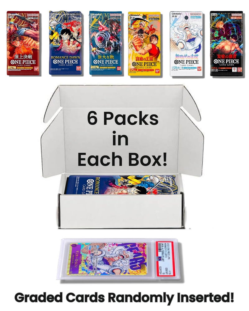 Slabs of Heat One Piece Cards (6 Sealed Packs) Potential Mystery Graded Card - Collection Starter Box│Japanese Version│1 Pack of Each Release (OP-01│OP-02│OP-03│OP-04│OP-05│OP-06)│1 in 20 Boxes Contains Graded Card - Image 2