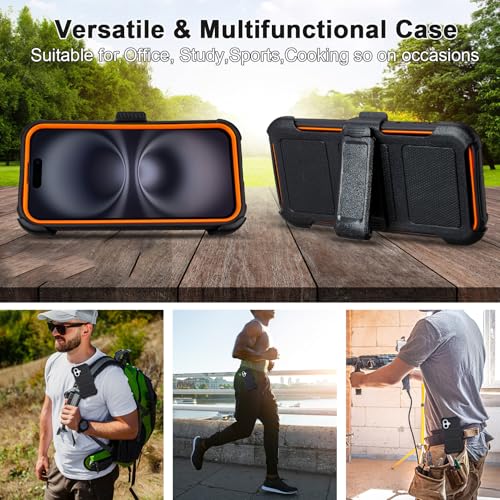 Saiboro for Defender Phone Case iPhone 16 Plus Case with Clip Holster,Heavy Duty Rugged Full-Body Protective,3 Layers of Sturdy,Military-Grade Shockproof Cover for iPhone Plus 16 Case Defender(Black & Orange) - Image 5