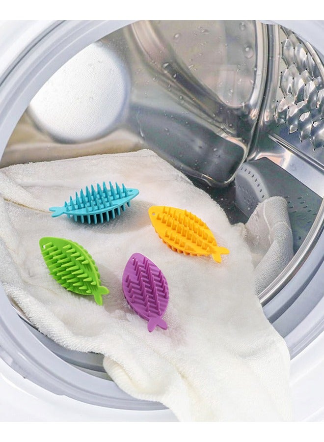 كرات الغسيل المطاطية الناعمة كرات الغسيل المطاطية الصغيرة لغسالة الملابس المنزلية كرات تنظيف كرات تنظيف كرات تنظيف مطاطية ناعمة مضادة للتشابك سحرية لإزالة بقع الملابس الغسيل والتنظيف، 4 قطع - Image 2