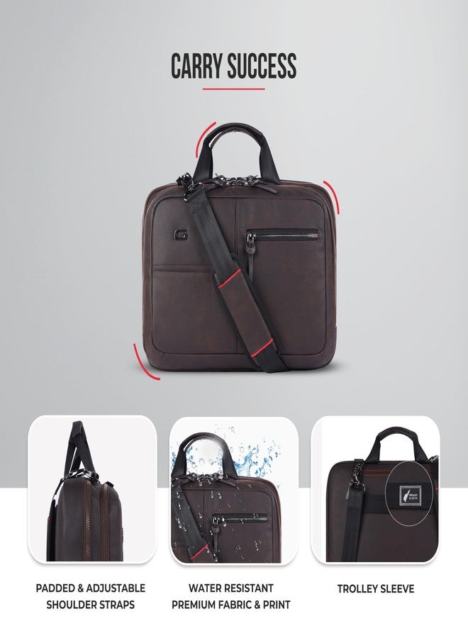 Gear Professional 16L/12" Small Faux Leather Water Resistant Laptop Briefcase/Office Bag/Laptop Messenger Bag for Men/Women(Brown-Black) - Image 5