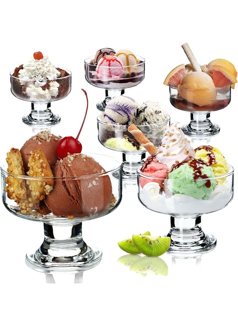 BLISS START BLISS START Crystal Glass Ice Cream Cups Premium Glass Ice Cream Bowls for Home Multiuses Serving Bowl for Chocolate falooda Sweet friuts Salad Dessert Cup European 190ML 6 Pieces  - Image 2