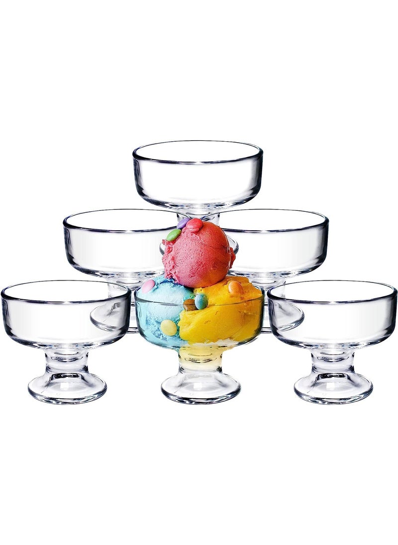 BLISS START BLISS START Crystal Glass Ice Cream Cups Premium Glass Ice Cream Bowls for Home Multiuses Serving Bowl for Chocolate falooda Sweet friuts Salad Dessert Cup European 190ML 6 Pieces  - Image 1