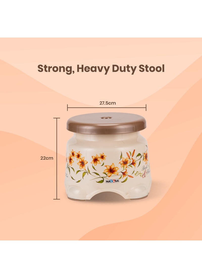 NAYASA Nayasa Bathroom Set Small DLX 6 Pcs | Bkt 25 L + Mug 1.5 L + Basin 20 L+ Dustbin 14 L + 509 Stool + Soap Case | Bathroom Accessory Set Plastic | Bathroom Set | Bath Set for Bathroom | Brown  - Image 5