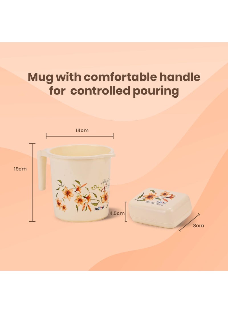 NAYASA Nayasa Bathroom Set Small DLX 6 Pcs | Bkt 25 L + Mug 1.5 L + Basin 20 L+ Dustbin 14 L + 509 Stool + Soap Case | Bathroom Accessory Set Plastic | Bathroom Set | Bath Set for Bathroom | Brown  - Image 3