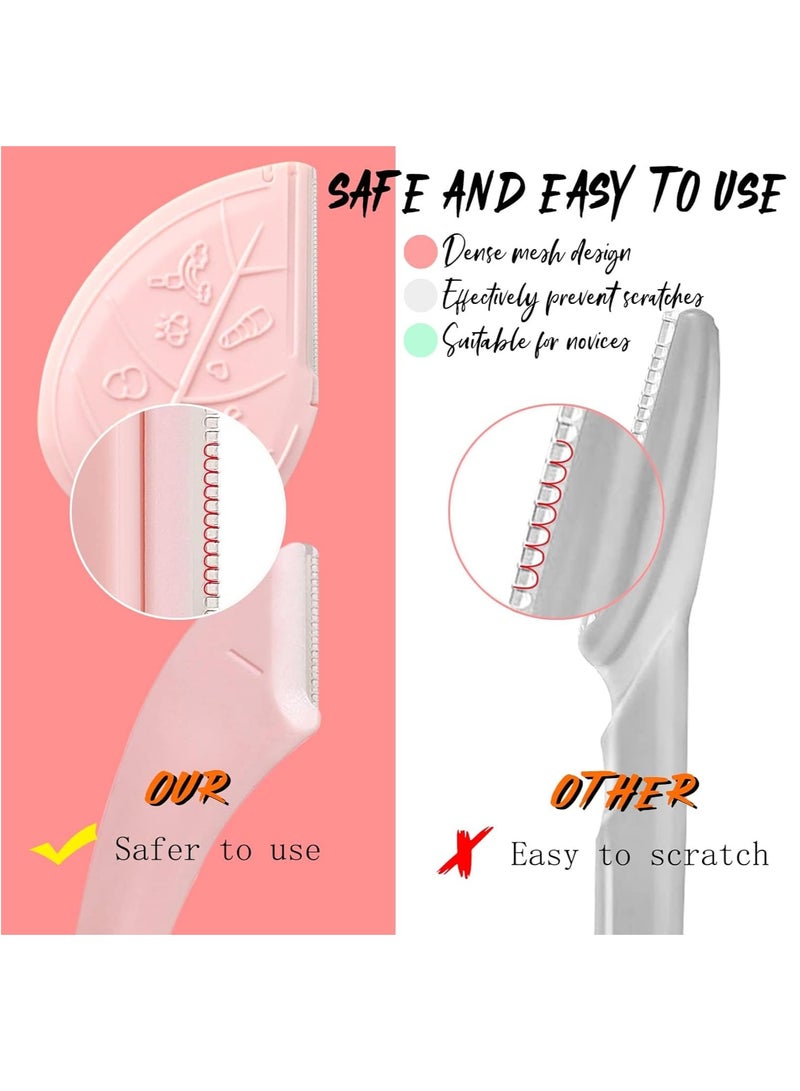 KASTWAVE 12PCS Eyebrow Trimmer Set Stainless Steel Leaves Curved Eyebrow Razor Trimmer Facial Shaver Razor Brow Shaper Suitable for Any Skin Type Hair Removal Accessories for Men Women（Pink） - Image 5