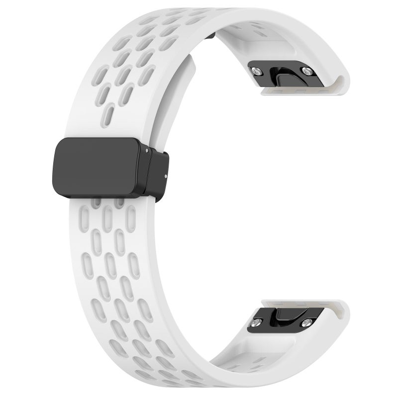 S-TOP For Garmin Fenix 7S Sapphire Solar Hole Folding Buckle 20mm Silicone Watch Band(White) - Image 2