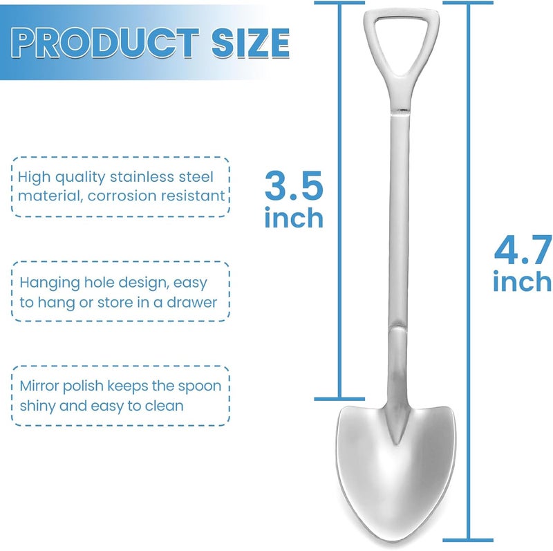 SZLFSX 20 Pack Shovel Shape Demitasse Espresso Mini Coffee Spoons, 4.7 Inches Stainless Steel, Small for Dessert, Tea, Appetizer, Party Supplies - Image 2