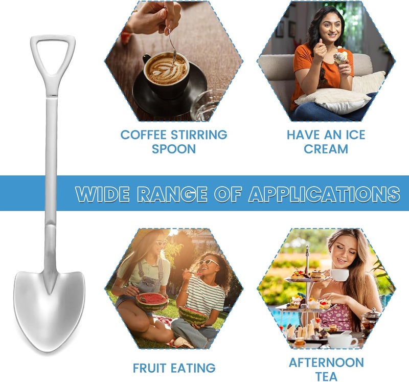 SZLFSX 20 Pack Shovel Shape Demitasse Espresso Mini Coffee Spoons, 4.7 Inches Stainless Steel, Small for Dessert, Tea, Appetizer, Party Supplies - Image 4