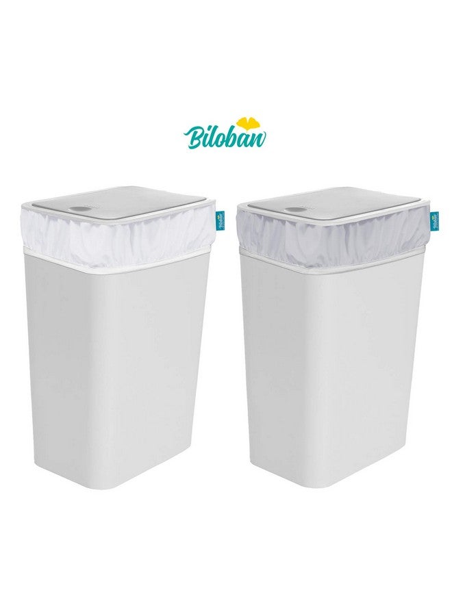Biloban Reusable Diaper Pail Liner Bags 2 Pack For Ubbi Diaper Pail, Waterproof Larger Capacity & Washable Wet Bag For Dirty Diapers, Cloth Diaper, Laundry And Kitchen Garbage, Grey & White - Image 2
