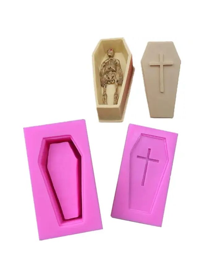 3D Coffin Silicone Mold With Cross Skull Skeleton For Cake Fondant Chocolate Candy Soap - Image 5