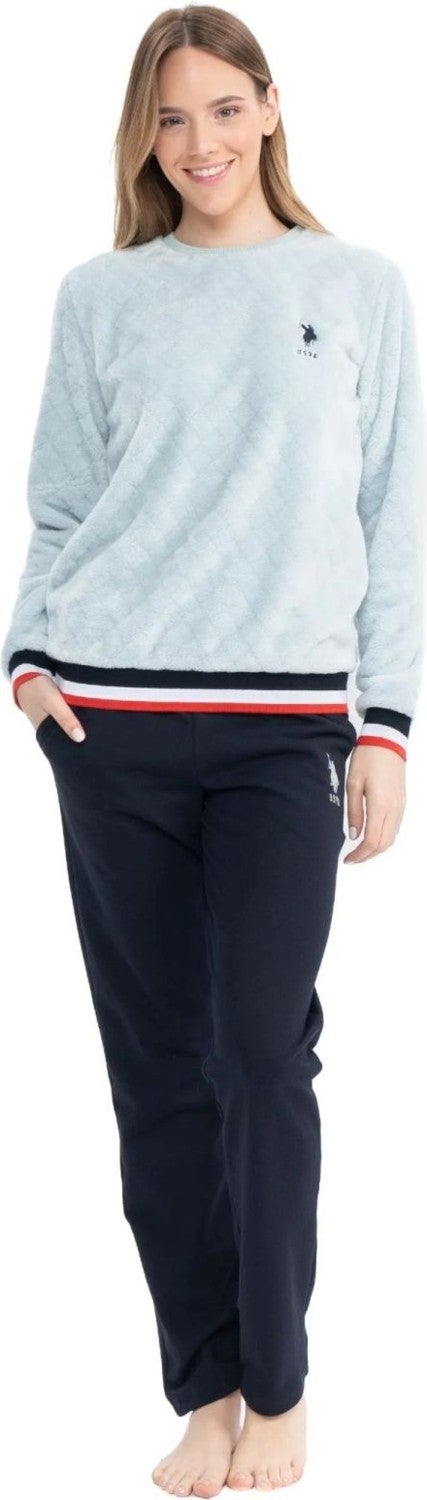 U.S. Polo Assn. 17079 Women's Blue Long Sleeve Round Neck Pajama Set - Image 1