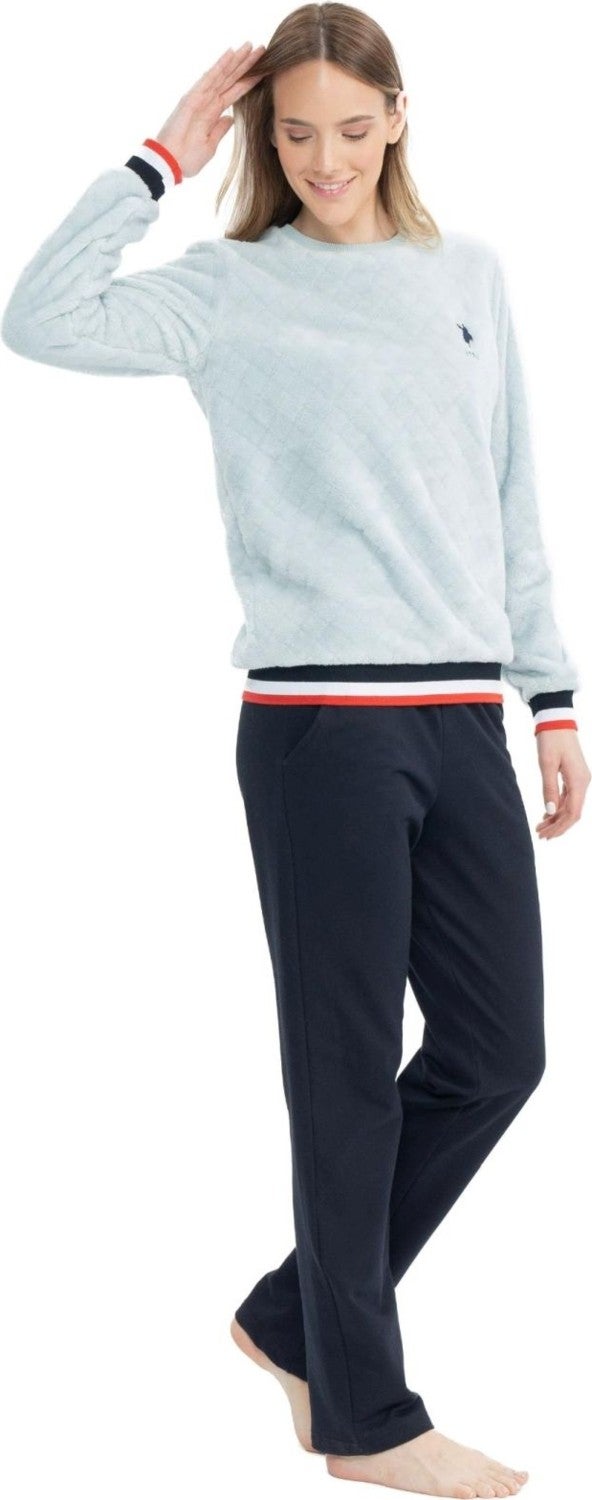 U.S. Polo Assn. 17079 Women's Blue Long Sleeve Round Neck Pajama Set - Image 2