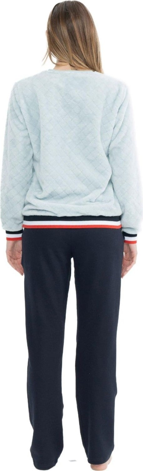 U.S. Polo Assn. 17079 Women's Blue Long Sleeve Round Neck Pajama Set - Image 3