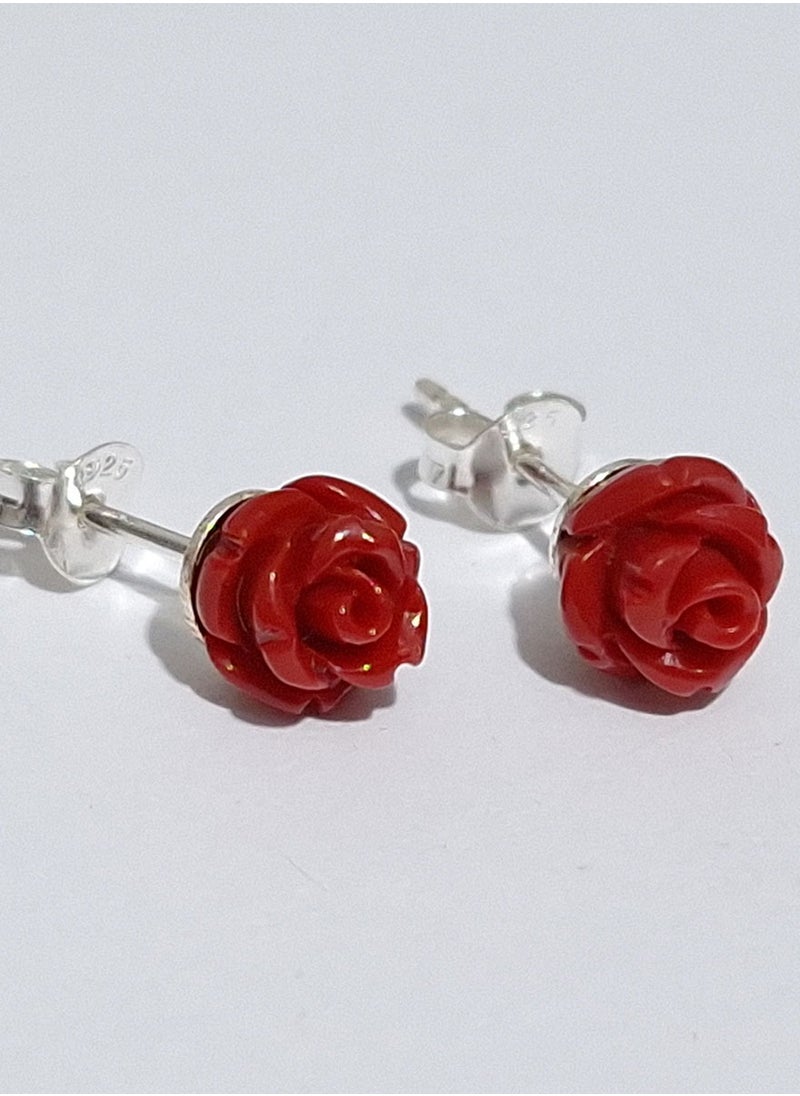 EMNON 925 Sterling Silver Jewelry Rhodium Plated Rose Stud Earrings 100% Precious Metal Gift for Women- Emnon32EA  - Image 2