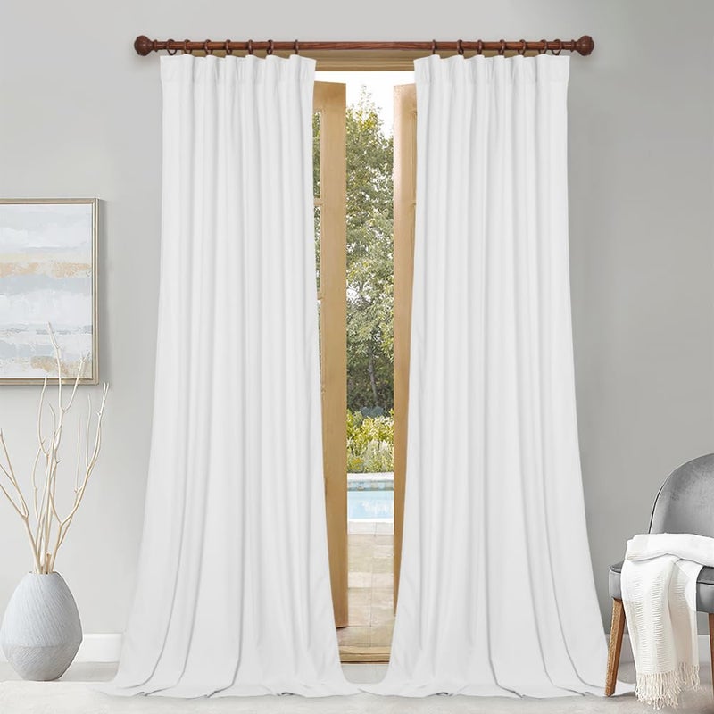 StangH White Velvet Curtains 96 inches Long for Living Room Light Dimming Privacy Protect Sliding Door Covering for NurseryDiningPatio W52 x L96 2 Panels