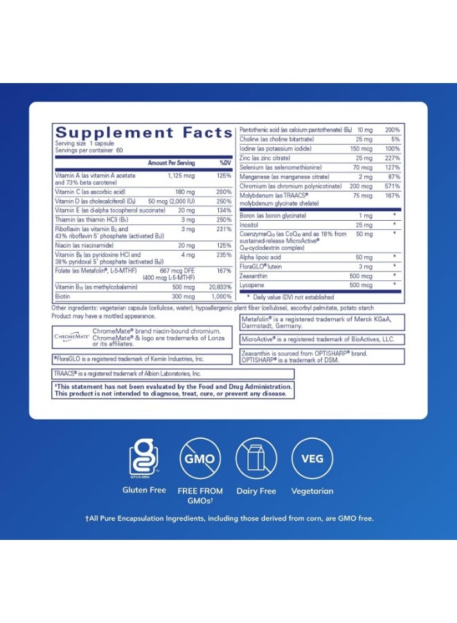 Pure Encapsulations O.N.E. Multivitamin Cognitive Function, and Cellular Health 60 Capsules 2 months suuply - Image 2